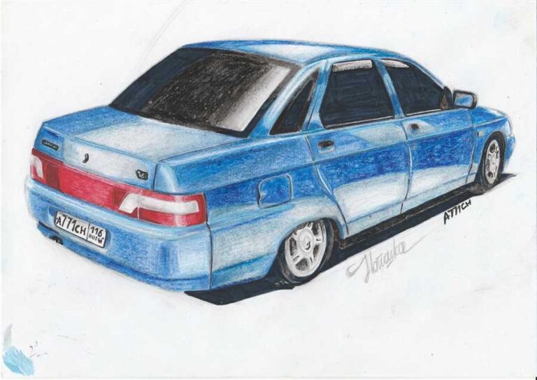 Ваз 2110 нарисовать — подробный мастер-класс по рисованию автомобиля в стиле ретро